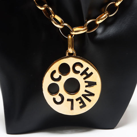 CHANEL 1990s Logo Chain Round Necklace gold WS10555