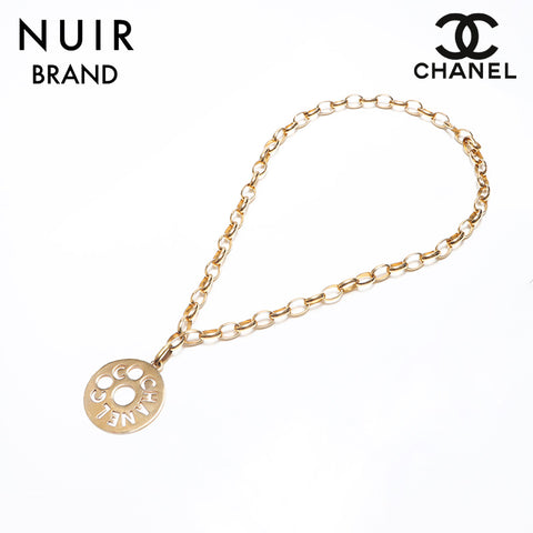 CHANEL 1990s Logo Chain Round Necklace gold WS10555
