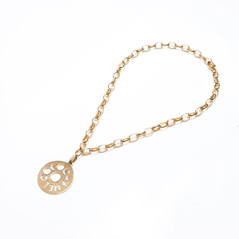 CHANEL 1990s Logo Chain Round Necklace gold WS10555
