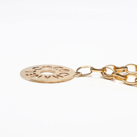 CHANEL 1990s Logo Chain Round Necklace gold WS10555