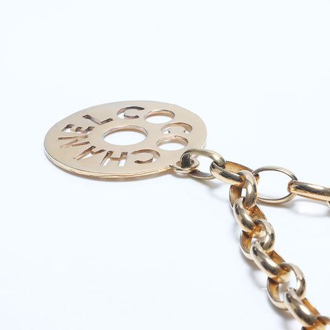 CHANEL 1990s Logo Chain Round Necklace gold WS10555