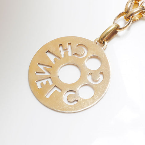 CHANEL 1990s Logo Chain Round Necklace gold WS10555