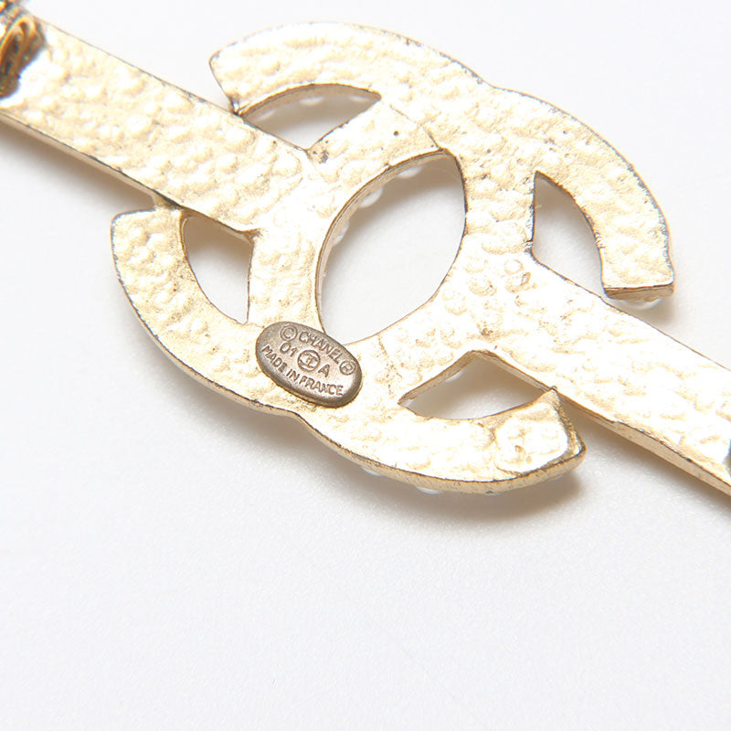 シャネル CHANEL 2001年 ココマーク パール 01C ブローチ ゴールド