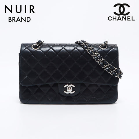 シャネル CHANEL 5番台 ダブルフラップ ダブルチェーン ラムスキン シルバー金具 ショルダーバッグ ブラック WS10562