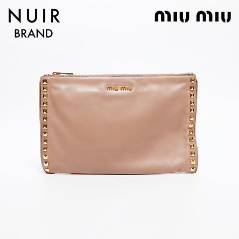 ミュウ ミュウ Miu Miu スタッズ クラッチバッグ ハンドバッグ ピンク WS10568