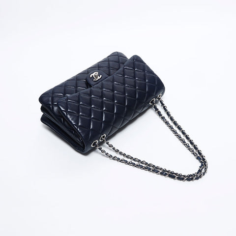 シャネル CHANEL 18番台 マトラッセ シルバー金具 チェーン ショルダーバッグ ネイビー WS10574