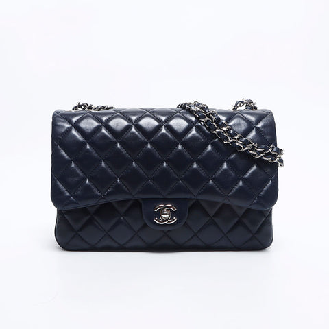 シャネル CHANEL 18番台 マトラッセ シルバー金具 チェーン ショルダーバッグ ネイビー WS10574