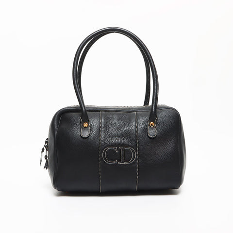 クリスチャンディオール Christian Dior CDロゴ レザー ミニボストン ヴィンテージ ハンドバッグ ブラック WS10576