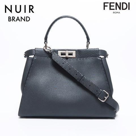 フェンディ FENDI ピーカブー 2way ショルダーバッグ レザー ミディアム ハンドバッグ グレー WS10580