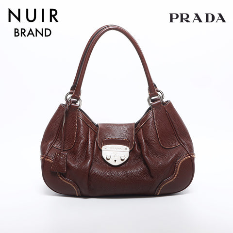 プラダ PRADA ハンドバッグ シルバー金具 レザー トートバッグ ブラウン WS10581 – NUIR VINTAGE