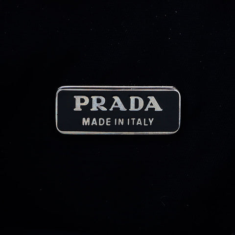 プラダ PRADA シルバー金具 ナイロン ホーボー 三角ロゴタグ ハンドバッグ ブラック WS10583