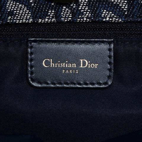 クリスチャンディオール Christian Dior トロッター ゴールド金具 キャンバス レザー トートバッグ ネイビー WS10595