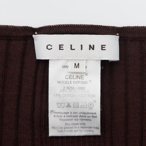 セリーヌ CELINE SizeM シルク トップス アンサンブル ブラウン WS10614