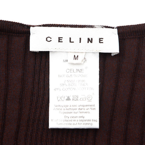 セリーヌ CELINE SizeM シルク トップス アンサンブル ブラウン WS10614