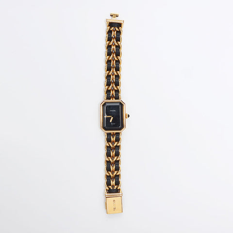 極美品 シャネル CHANEL プリミエールS 起動品 黒文字盤 20mm 腕時計  ゴールド ブラック WS10616