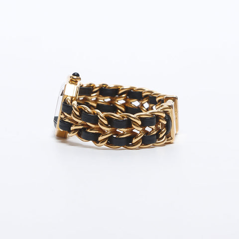 極美品 シャネル CHANEL プリミエールS 起動品 黒文字盤 20mm 腕時計  ゴールド ブラック WS10616