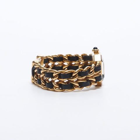 極美品 シャネル CHANEL プリミエールS 起動品 黒文字盤 20mm 腕時計  ゴールド ブラック WS10616