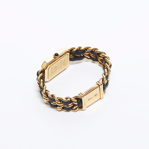 極美品 シャネル CHANEL プリミエールS 起動品 黒文字盤 20mm 腕時計  ゴールド ブラック WS10616