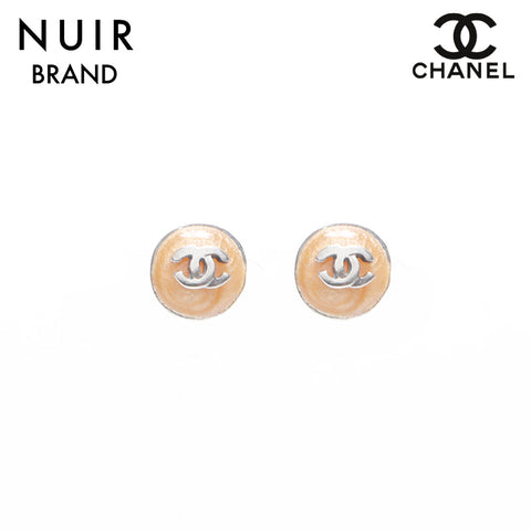 シャネル CHANEL 00T ココマーク ラウンド ピアス シルバー ベージュ WS10618