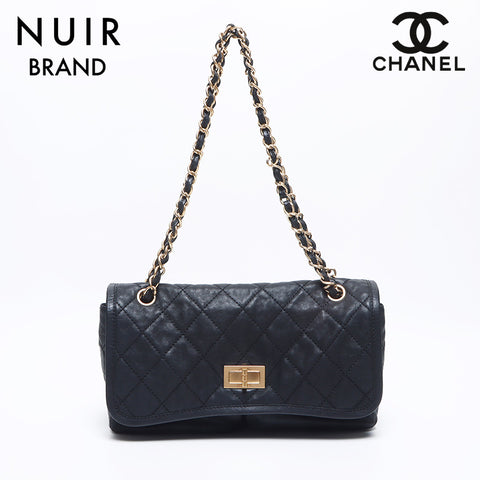 シャネル CHANEL 13番台 2.55 ダブルチェーン ワイルドステッチ ショルダーバッグ ブラック WS10620