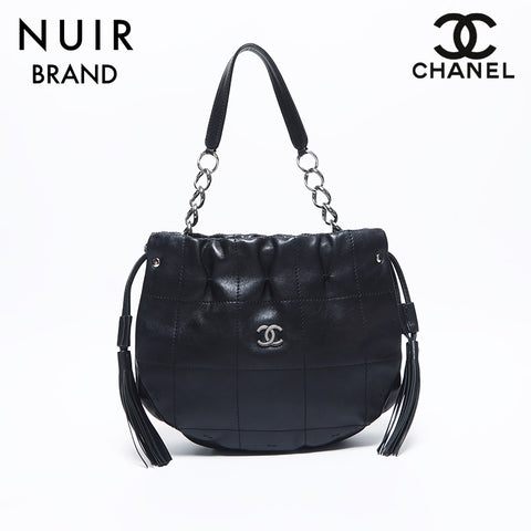 シャネル CHANEL 8番台 ココマーク シルバー金具 フリンジ チョコバー ハンドバッグ ブラック WS10623 – NUIR VINTAGE