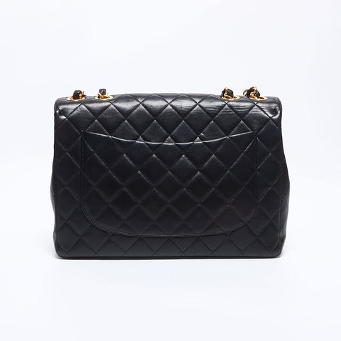 Chanel CHANEL 1995-1997 No. 3 Matelasse Double Chain Lambskin 30cm Shoulder Bag Black WS10629