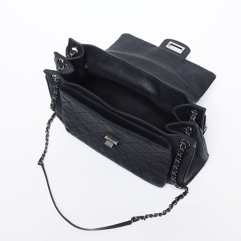 シャネル CHANEL 15番台 2.55 キャビアスキン シルバー金具 ショルダーバッグ ブラック WS10631