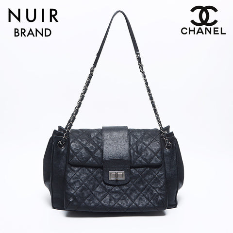 シャネル CHANEL 15番台 2.55 キャビアスキン シルバー金具 ショルダーバッグ ブラック WS10631