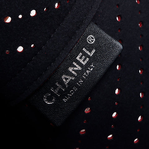 シャネル CHANEL ココマーク V字 パンチング チェーン トートバッグ ショルダーバッグ レッド WS10638