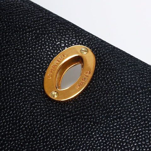 CHANEL No. 3 Caviar Skin COCO Mark 25 Shoulder Bag black WS10655