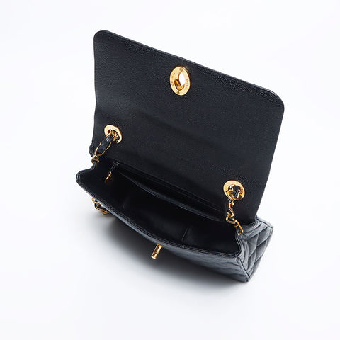 CHANEL No. 3 Caviar Skin COCO Mark 25 Shoulder Bag black WS10655