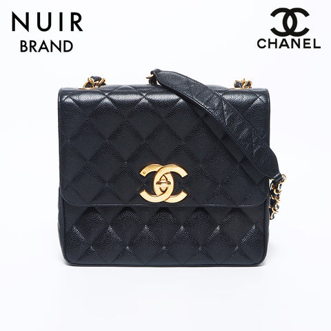 Chanel CHANEL No. 3 Caviar Skin Coco Mark 25 Shoulder Bag Black WS10655
