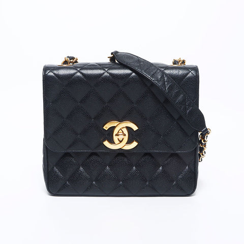 CHANEL No. 3 Caviar Skin COCO Mark 25 Shoulder Bag black WS10655