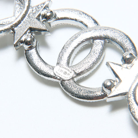 CHANEL 2020s I20P Rhinestone COCO Mark Brooch Silver WS10662