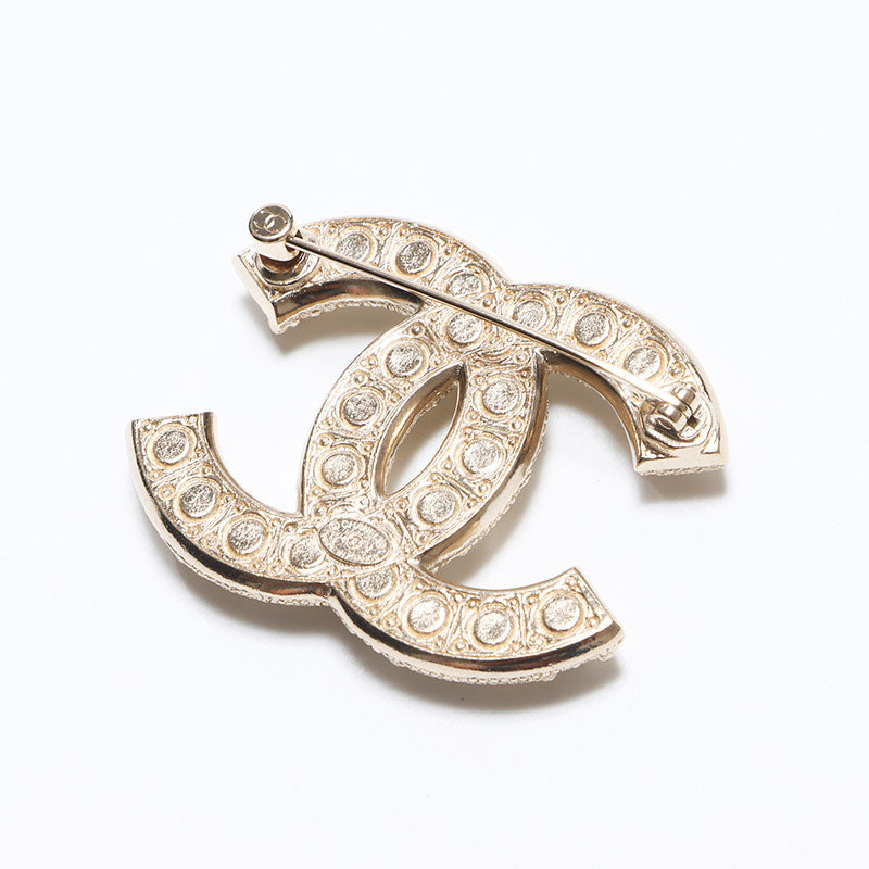 Chanel CHANEL 24V Coco Mark Pearl Brooch Gold White WS10668 – NUIR