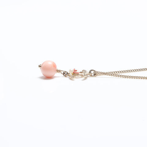 CHANEL 12P COCO Mark Coral motif 2way Necklace Gold pink WS10693