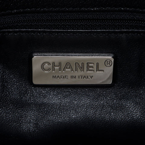 シャネル CHANEL 10番台 デカ キャビアスキン チェーン ココマーク シルバー金具 ショルダーバッグ ブラック WS10700