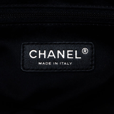 シャネル CHANEL 13番台 デカ ココマーク トートバッグ シルバー金具 チェーン ショルダーバッグ ブラック WS10701