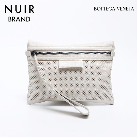 BOTTEGAVENETA Leather punching pouch clutch bag Handbag beige WS10709