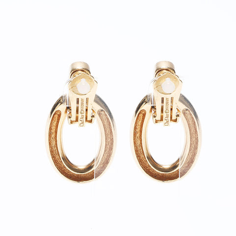 Christian Dior Hoop Vintage Logo Earrings Gold WS10713