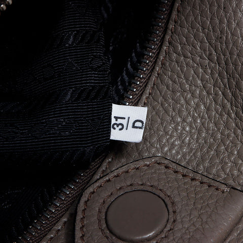 PRADA Triangle Logo Tag Leather Shoulder Bag Brown WS10719