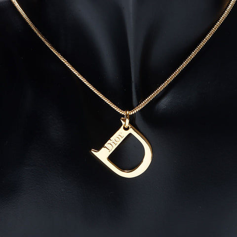 Christian Dior D徽标复古徽标图案项链金WS10720