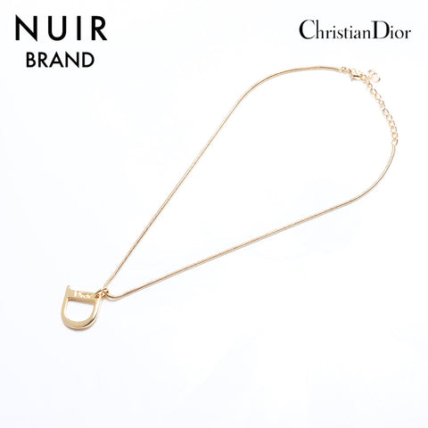Christian Dior D logo vintage logo motif necklace gold WS10720