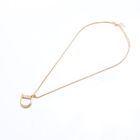 Christian Dior D徽标复古徽标图案项链金WS10720