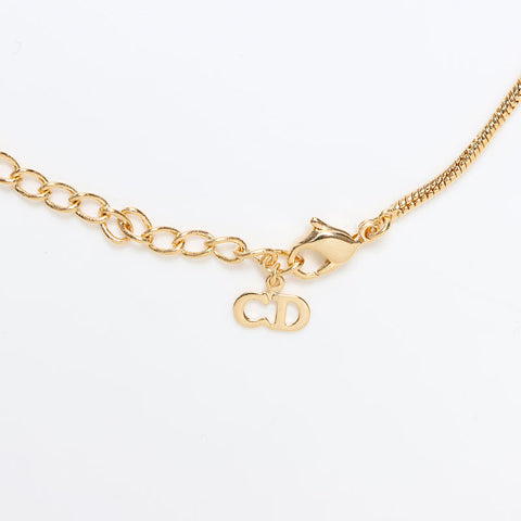 Christian Dior D徽标复古徽标图案项链金WS10720