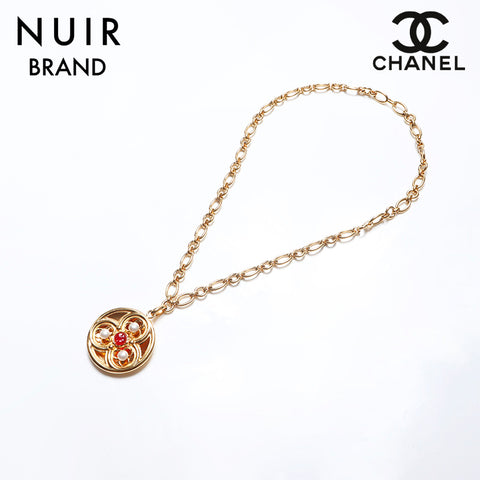 CHANEL Color stone round Necklace gold WS10729