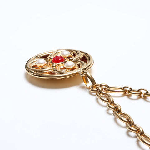 CHANEL Collier rond en pierre de couleur or WS10729