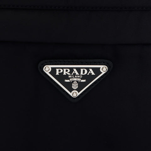 Prada Triangle徽标标签口袋尼龙短袖T恤黑色WS10730