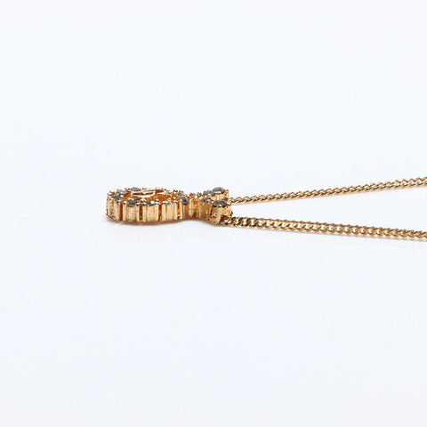 Christian Dior CD logo rhinestone Necklace gold WS10744