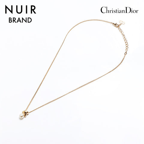 Christian Dior Pearl Necklace Gold WS10752